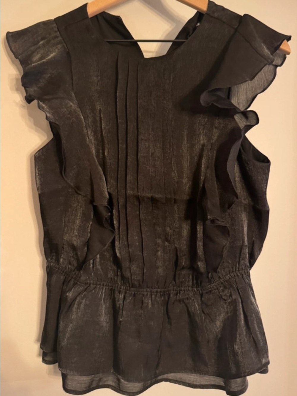 Express-Women’s Shimmer Ruffle Sleeve Shirt-